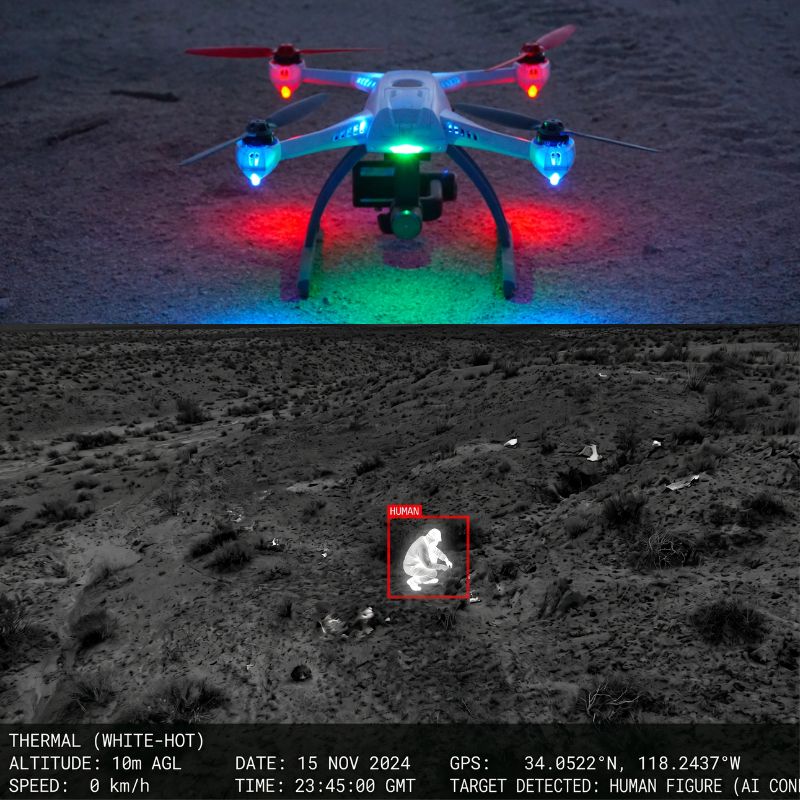 Drone con cámara térmica nocturna